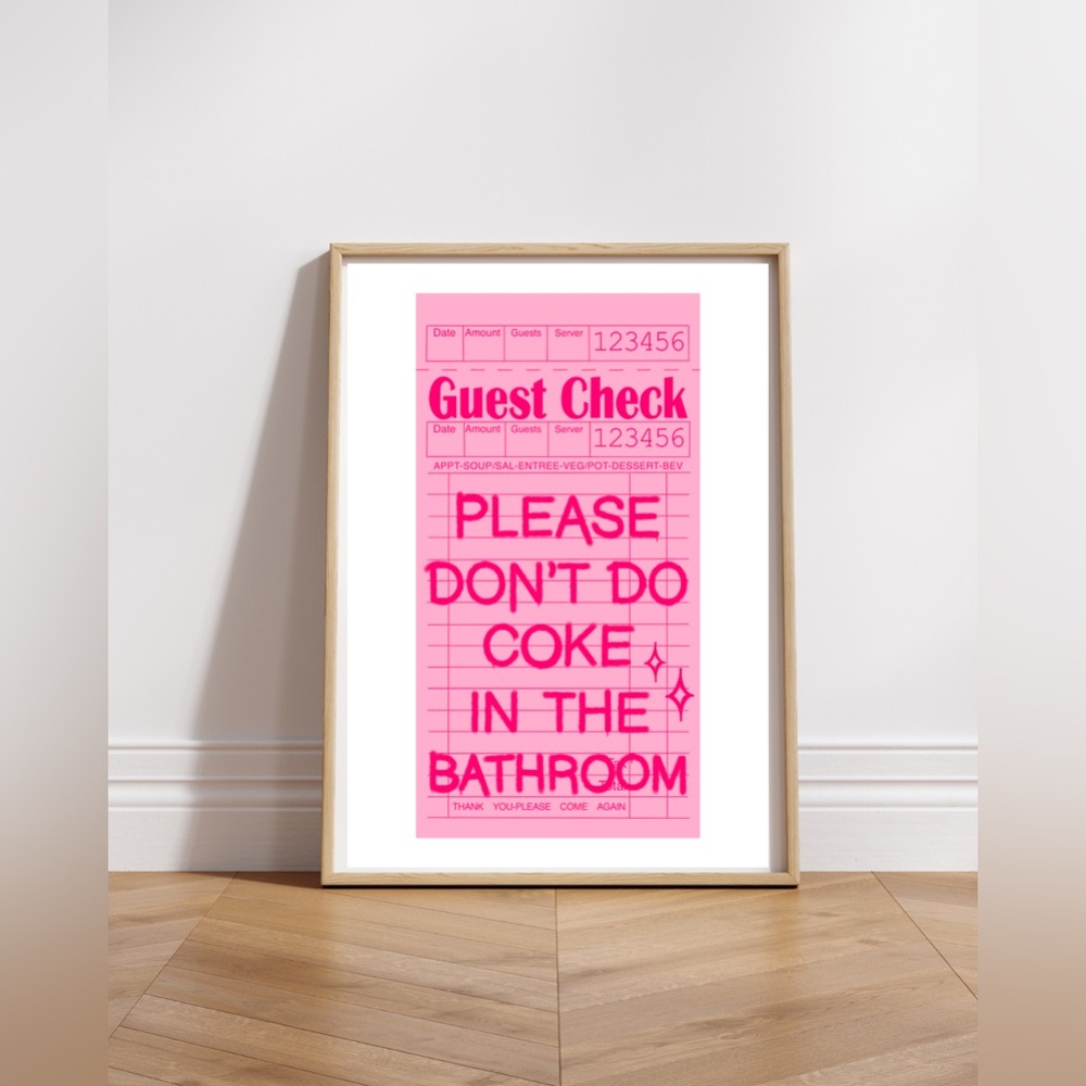 Trendy pink ticket with spray paint writing print